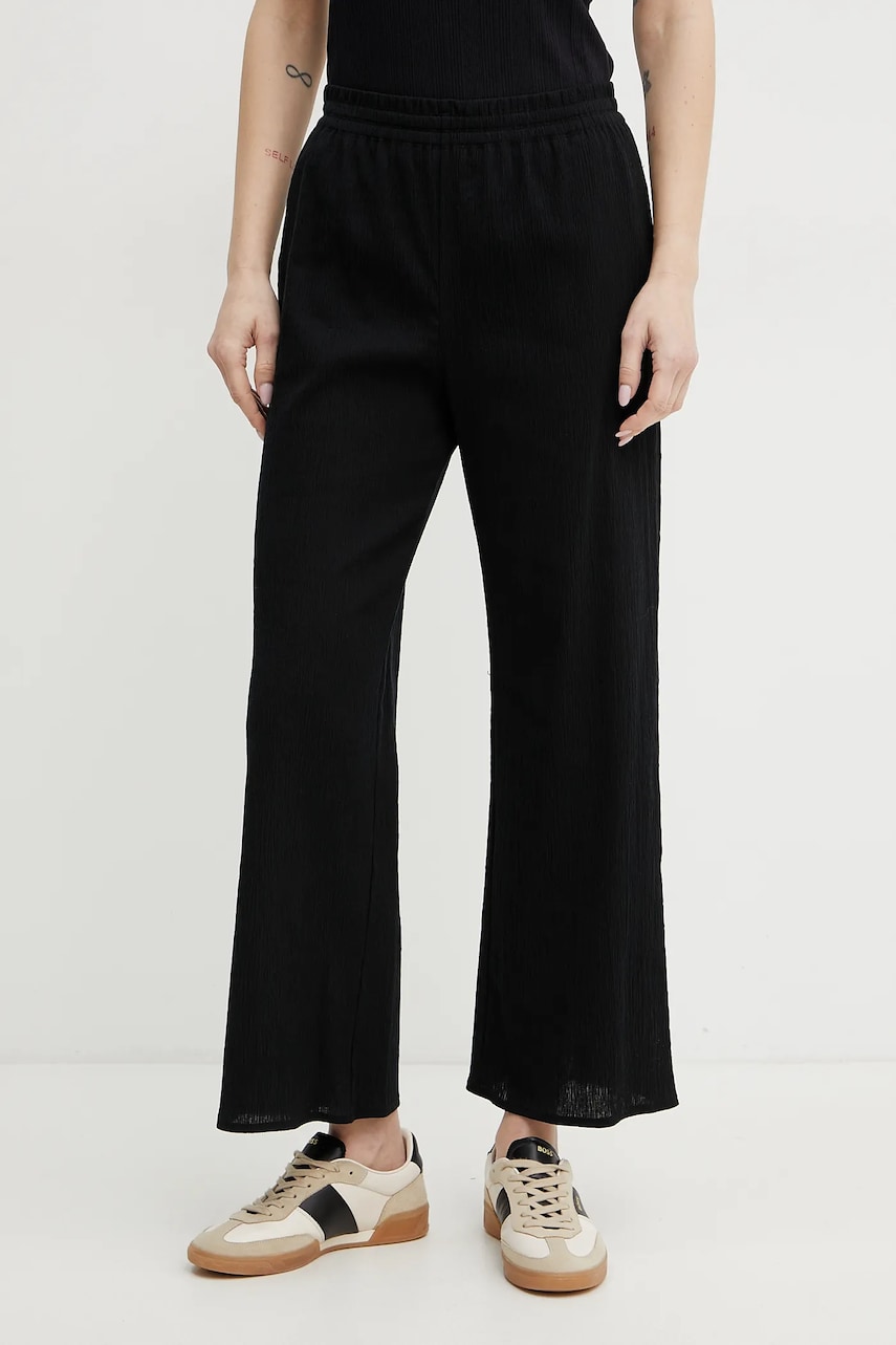 MM pantaloni femei, culoarea negru, drept, high waist, 2516781038600