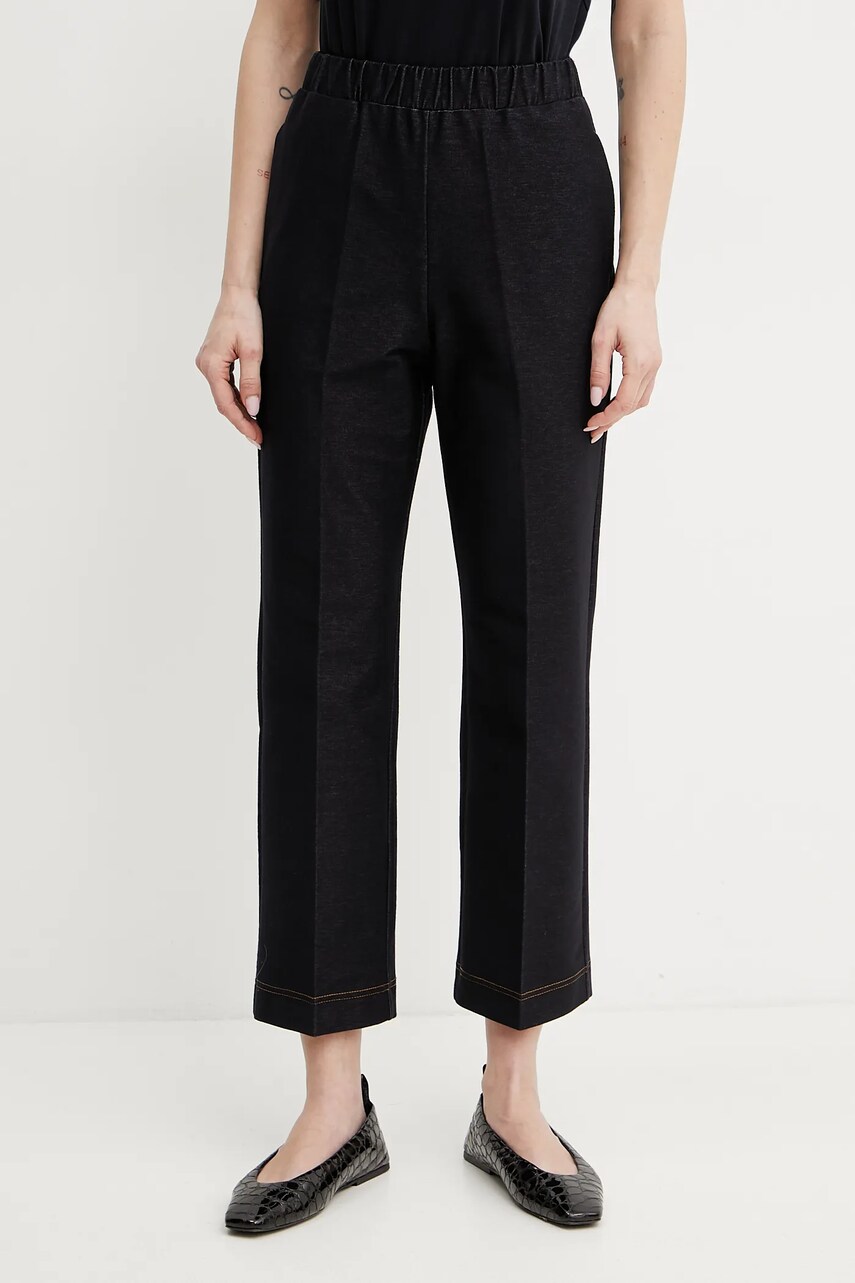 MM pantaloni femei, culoarea albastru marin, drept, high waist, 2516781047600