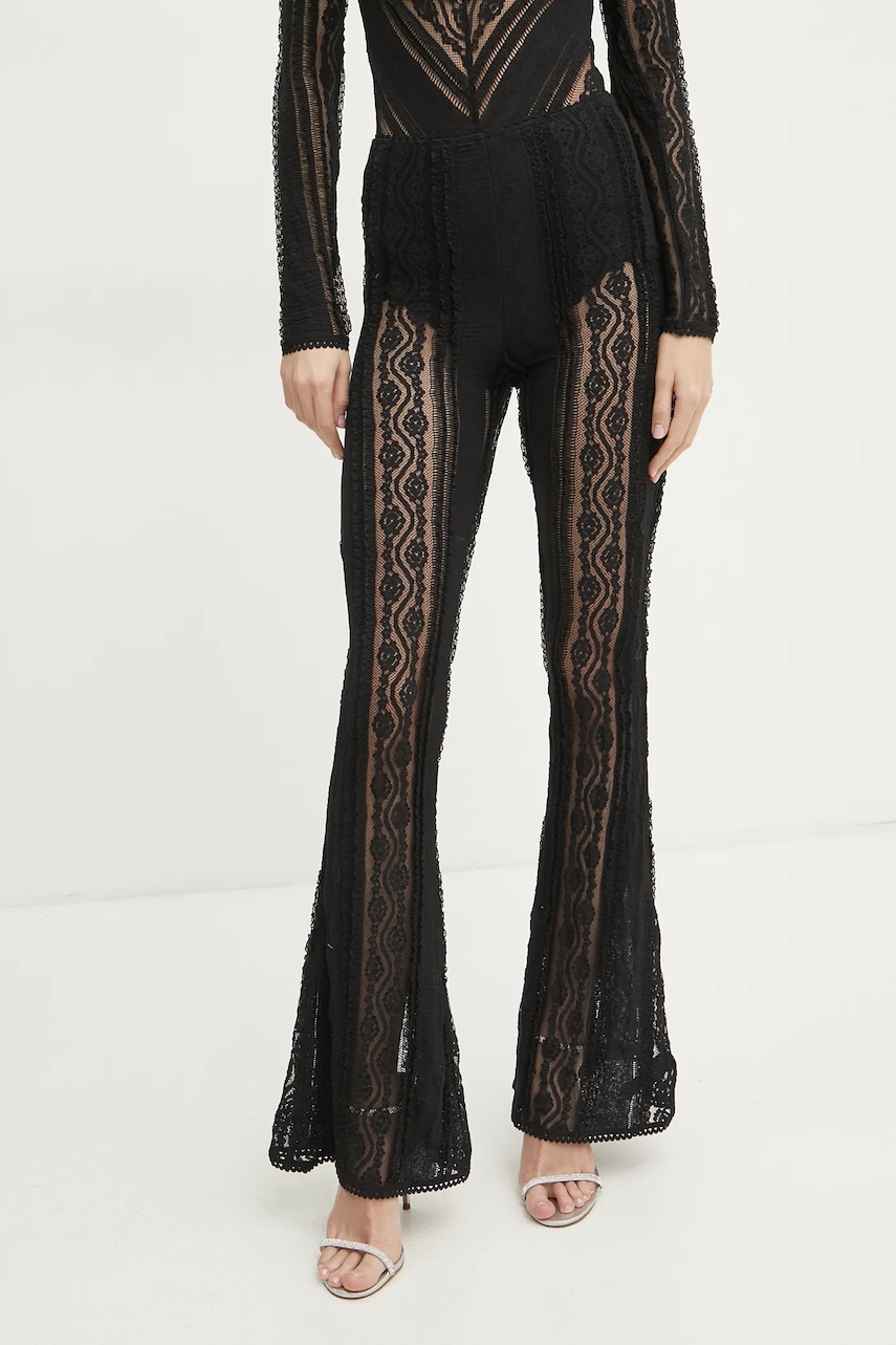 Charo Ruiz Ibiza pantaloni Eana femei, culoarea negru, evazati, high waist, 255501