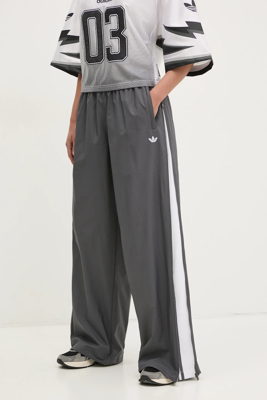 adidas Originals pantaloni de trening WOVEN TP femei, culoarea gri, neted, JY8880