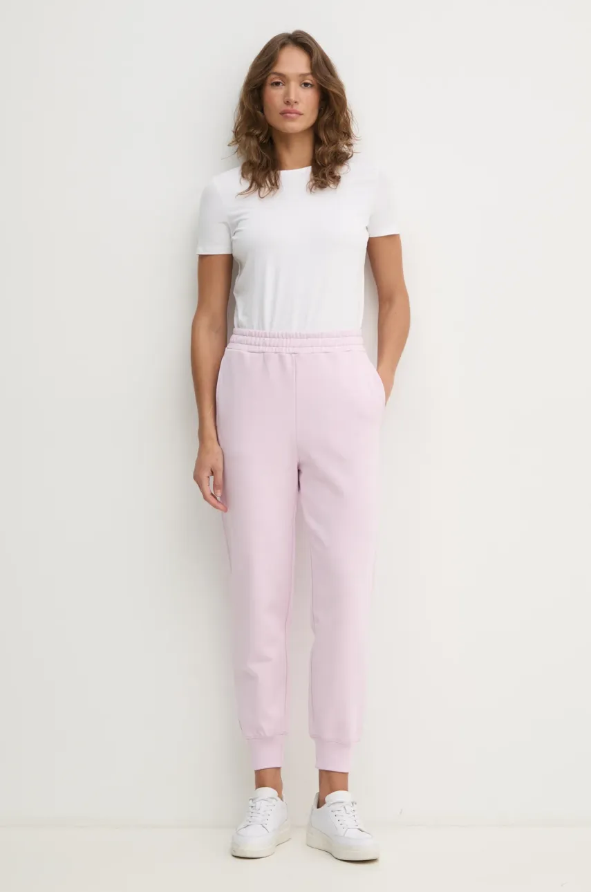 Хлопковые спортивные штаны United Colors of Benetton женские цвет розовый однотонные 3UNIDF01A Хлопковые спортивные штаны United Colors of Benetton женские цвет розовый однотонные 3UNIDF01A