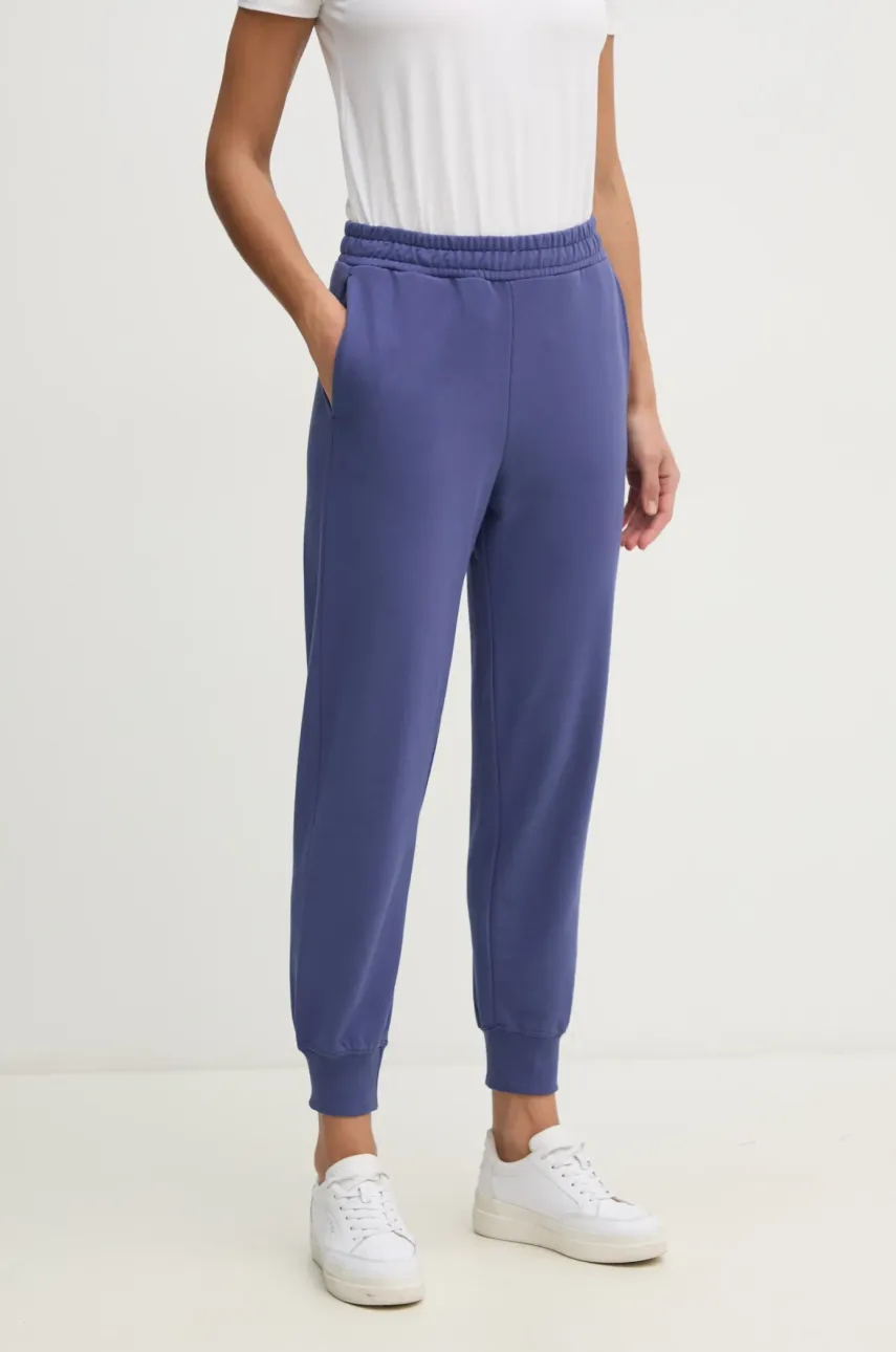 United Colors of Benetton pantaloni de trening din bumbac femei, culoarea bleumarin, uni, 3UNIDF01A