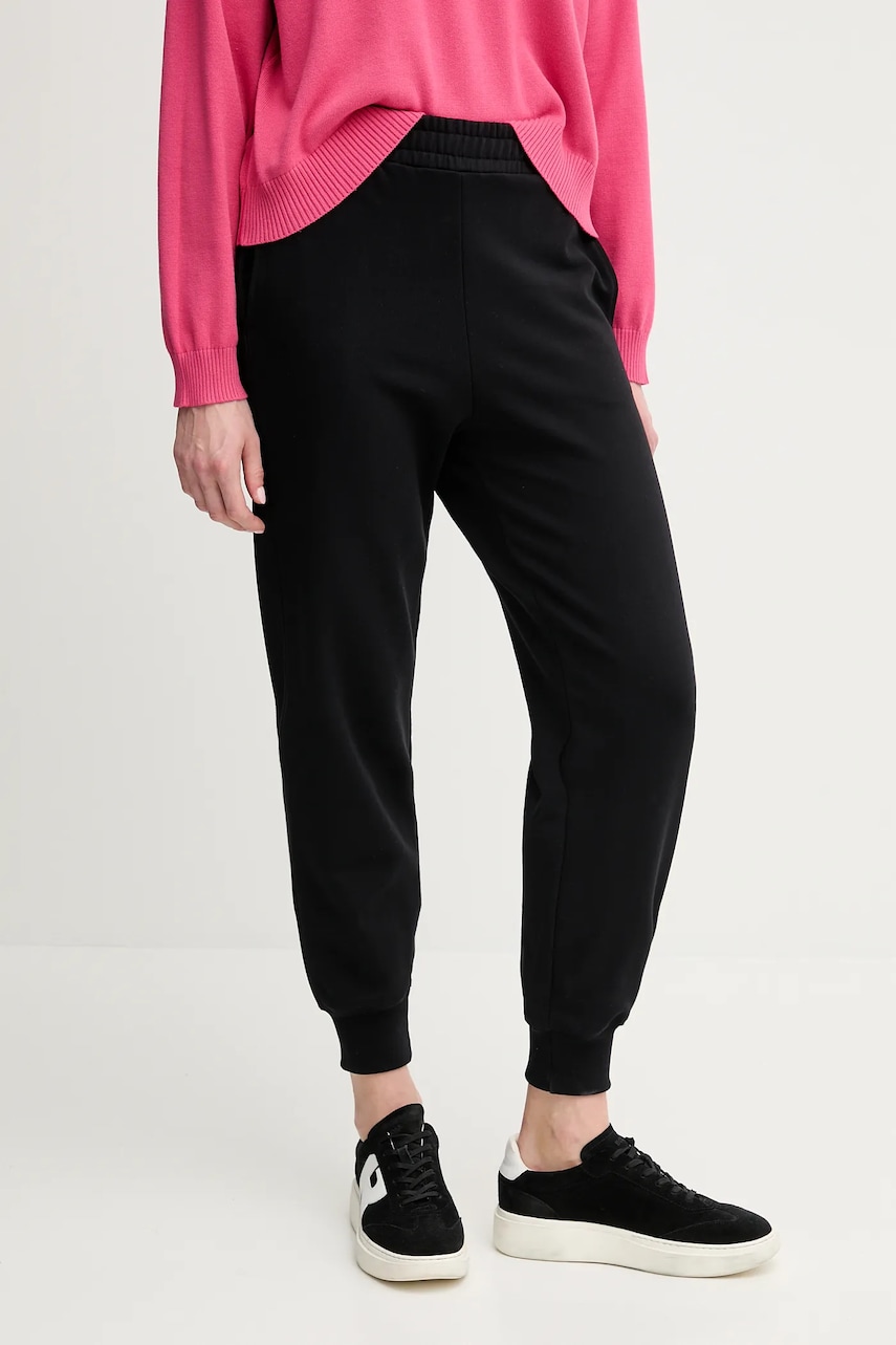 United Colors of Benetton pantaloni de trening din bumbac femei, culoarea negru, neted, 3UNIDF01A United Colors of Benetton pantaloni de trening din bumbac femei, culoarea negru, neted, 3UNIDF01A
