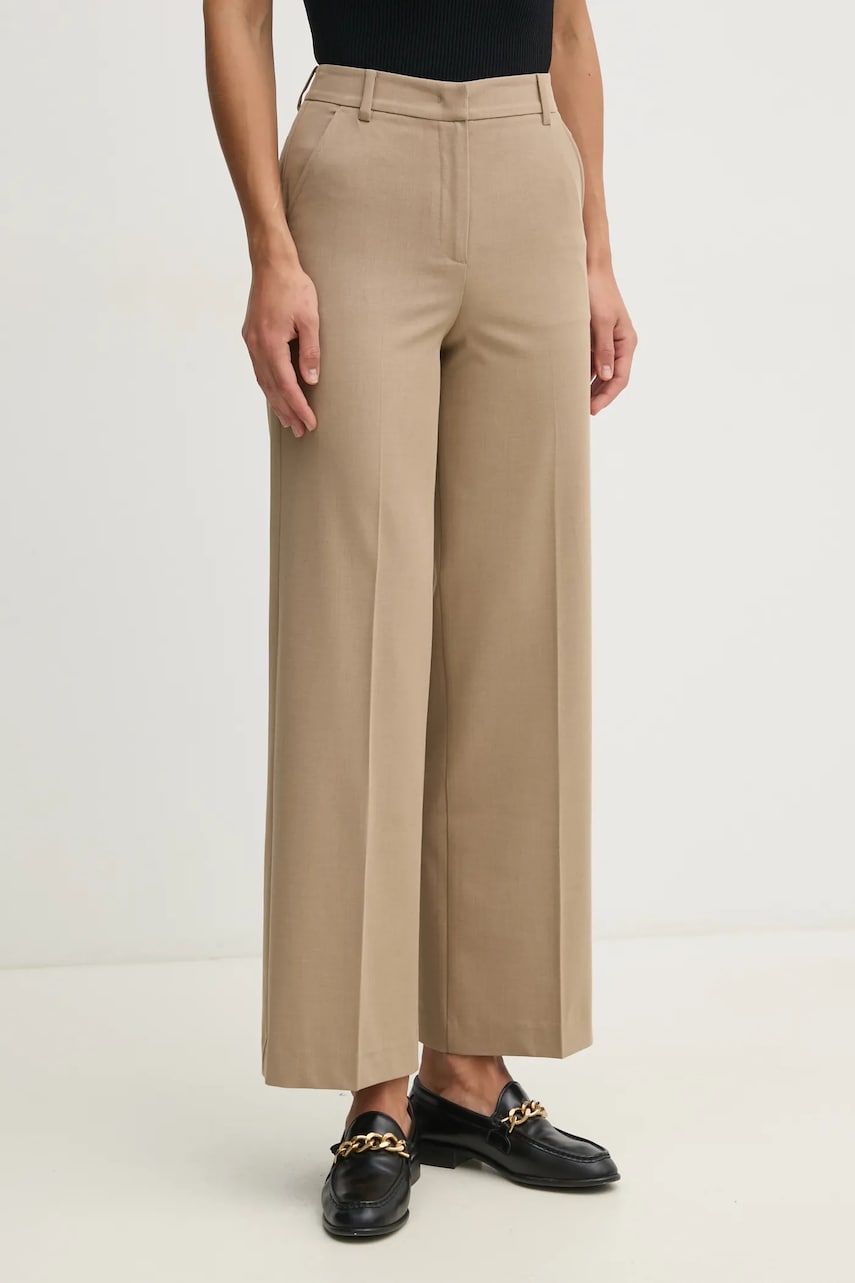 United Colors of Benetton pantaloni femei, culoarea bej, drept, high waist, 4R4CDF08H United Colors of Benetton pantaloni femei, culoarea bej, drept, high waist, 4R4CDF08H