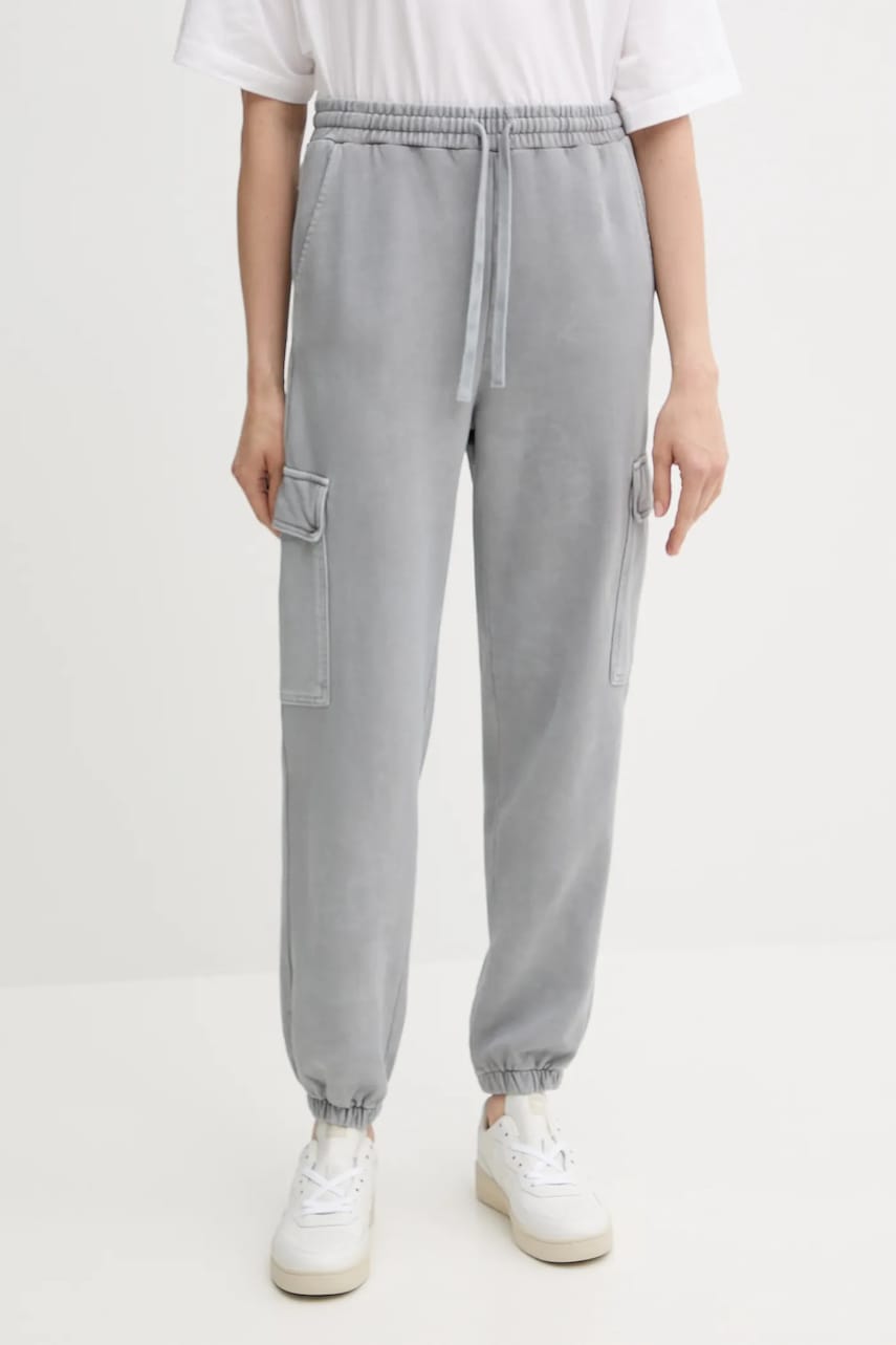 United Colors of Benetton pantaloni de trening din bumbac culoarea gri, uni, 39BLDF01B