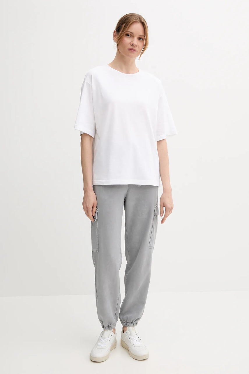 Хлопковые спортивные штаны United Colors of Benetton цвет серый однотонные 39BLDF01B