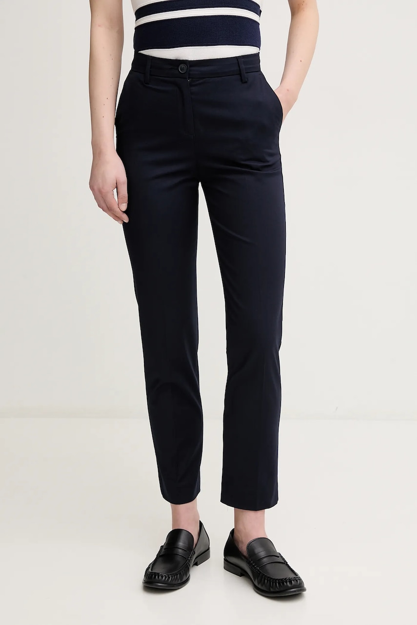 United Colors of Benetton pantaloni femei, culoarea bleumarin, fason tigareta, high waist, 40FADF08U United Colors of Benetton pantaloni femei, culoarea bleumarin, fason tigareta, high waist, 40FADF08U