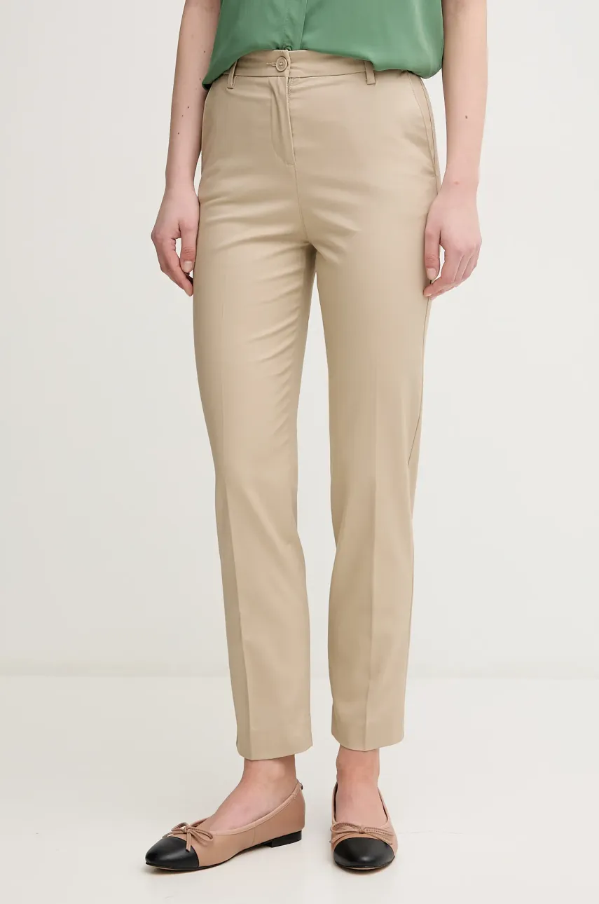 United Colors of Benetton pantaloni femei, culoarea bej, fason tigareta, high waist, 40FADF08U
