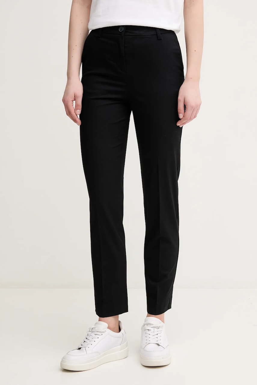 United Colors of Benetton pantaloni femei, culoarea negru, fason tigareta, high waist, 40FADF08U United Colors of Benetton pantaloni femei, culoarea negru, fason tigareta, high waist, 40FADF08U