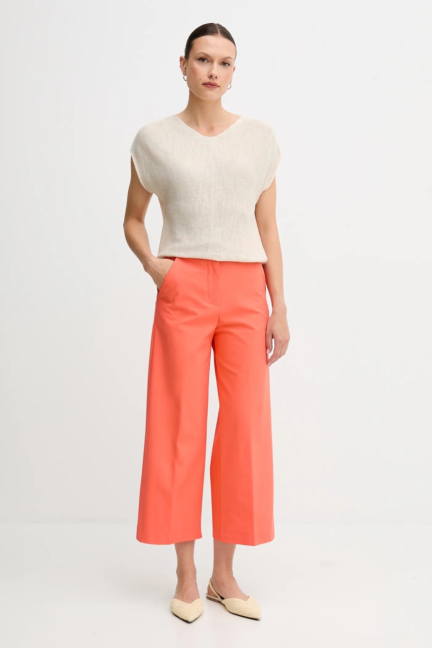 Брюки United Colors of Benetton цвет оранжевый широкие высокая посадка 42A8DF08R