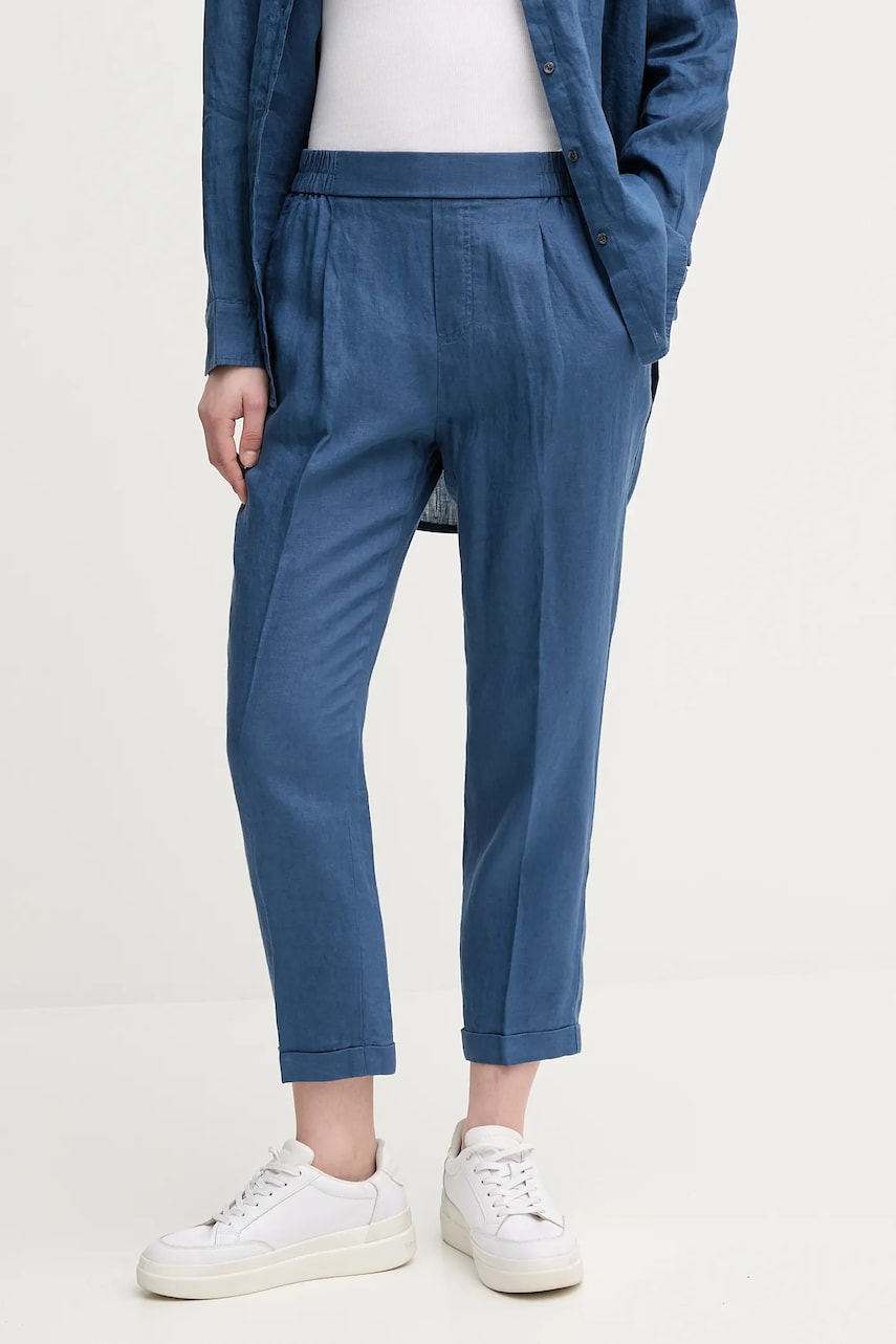 United Colors of Benetton pantaloni din in femei, culoarea bleumarin, fason tigareta, high waist, 4AGH558X5 United Colors of Benetton pantaloni din in femei, culoarea bleumarin, fason tigareta, high waist, 4AGH558X5