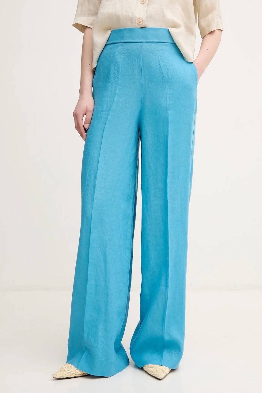 United Colors of Benetton pantaloni din in femei, drept, high waist, 4AGHDF08K