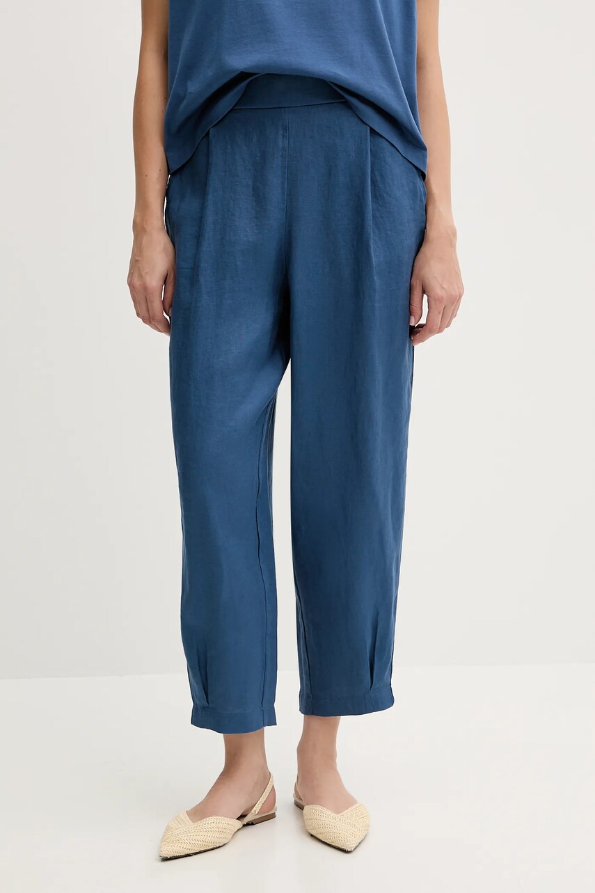 United Colors of Benetton pantaloni din in lat, high waist, 4AGHDF08L