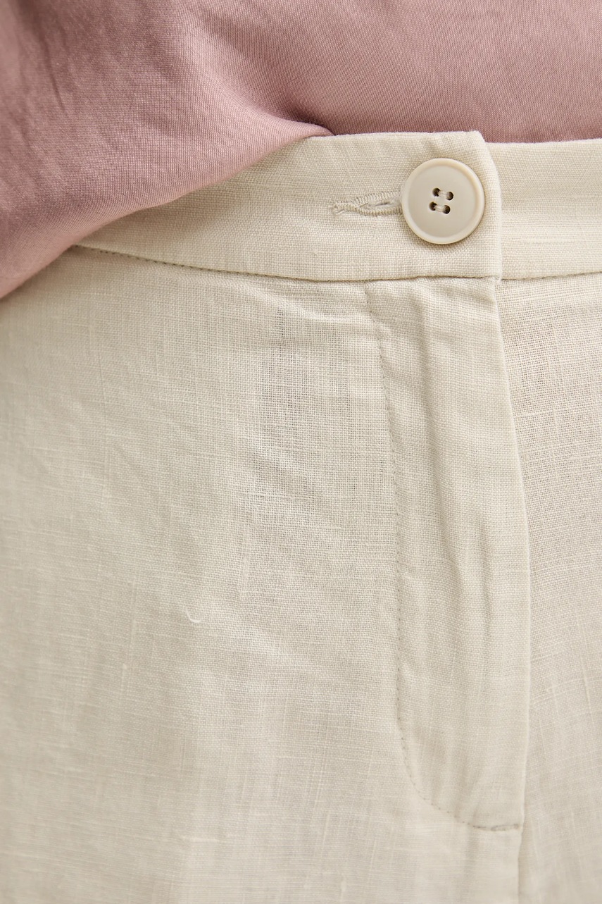 Λινό παντελόνι United Colors of Benetton χρώμα: μπεζ, 4AGHDF08M φωτογραφία