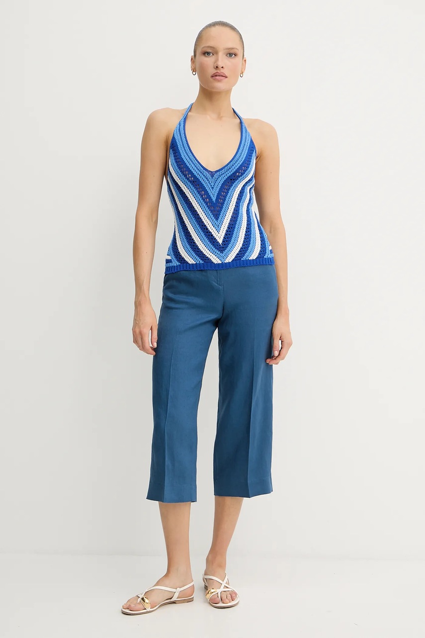 Льняные брюки United Colors of Benetton прямые высокая посадка 4AGHDF08M