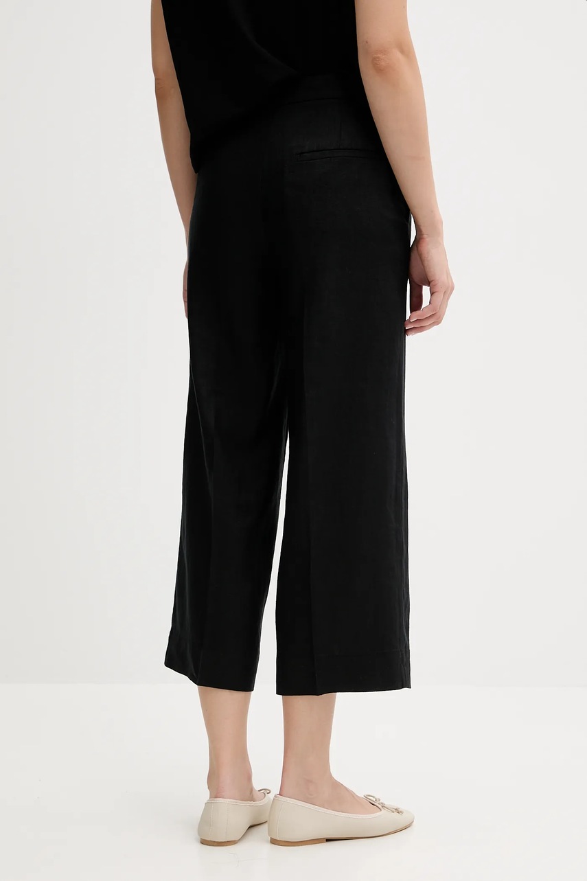 Λινό παντελόνι United Colors of Benetton χρώμα: μαύρο, 4AGHDF08M φωτογραφία