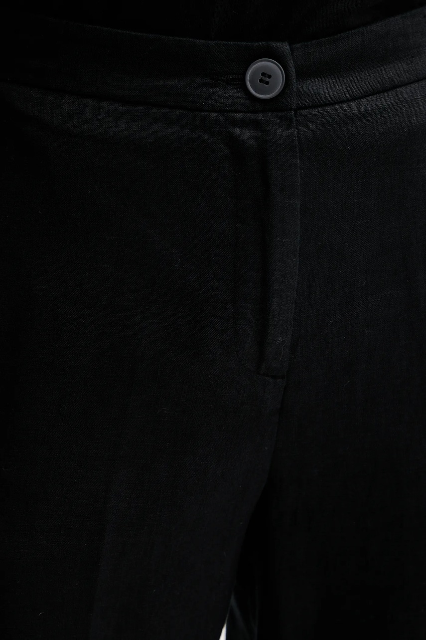 Λινό παντελόνι United Colors of Benetton χρώμα: μαύρο, 4AGHDF08M φωτογραφία