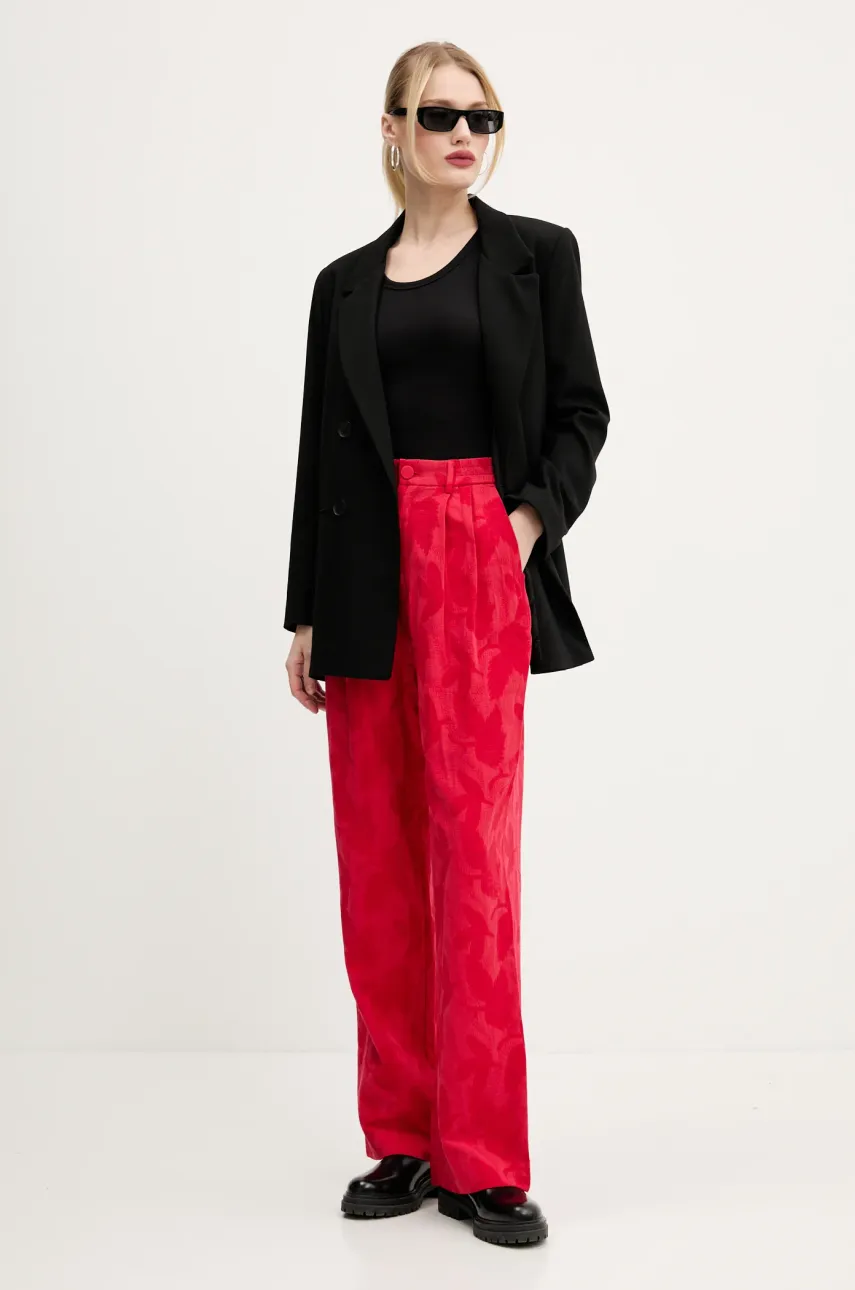 Брюки Desigual SUITROJO женские цвет красный прямые высокая посадка 25SWPW33 Брюки Desigual SUITROJO женские цвет красный прямые высокая посадка 25SWPW33