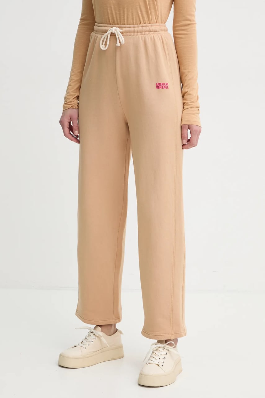 American Vintage pantaloni de trening culoarea bej, uni, IZU05AE25 American Vintage pantaloni de trening culoarea bej, uni, IZU05AE25