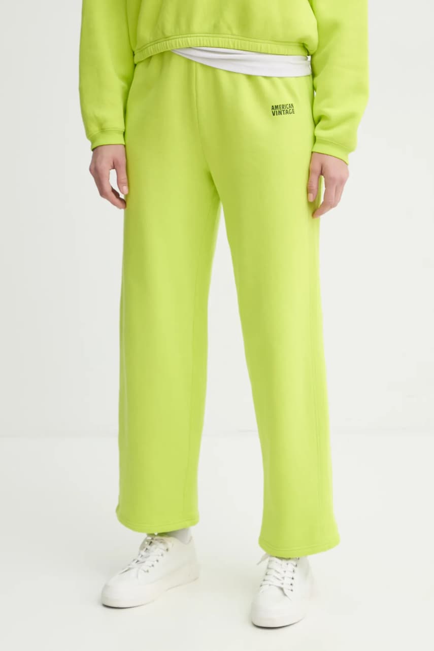 American Vintage pantaloni de trening culoarea verde, uni, IZU05AE25 American Vintage pantaloni de trening culoarea verde, uni, IZU05AE25