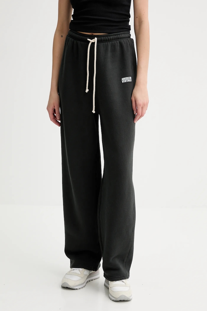 American Vintage pantaloni de trening culoarea negru, uni, IZU05AE25