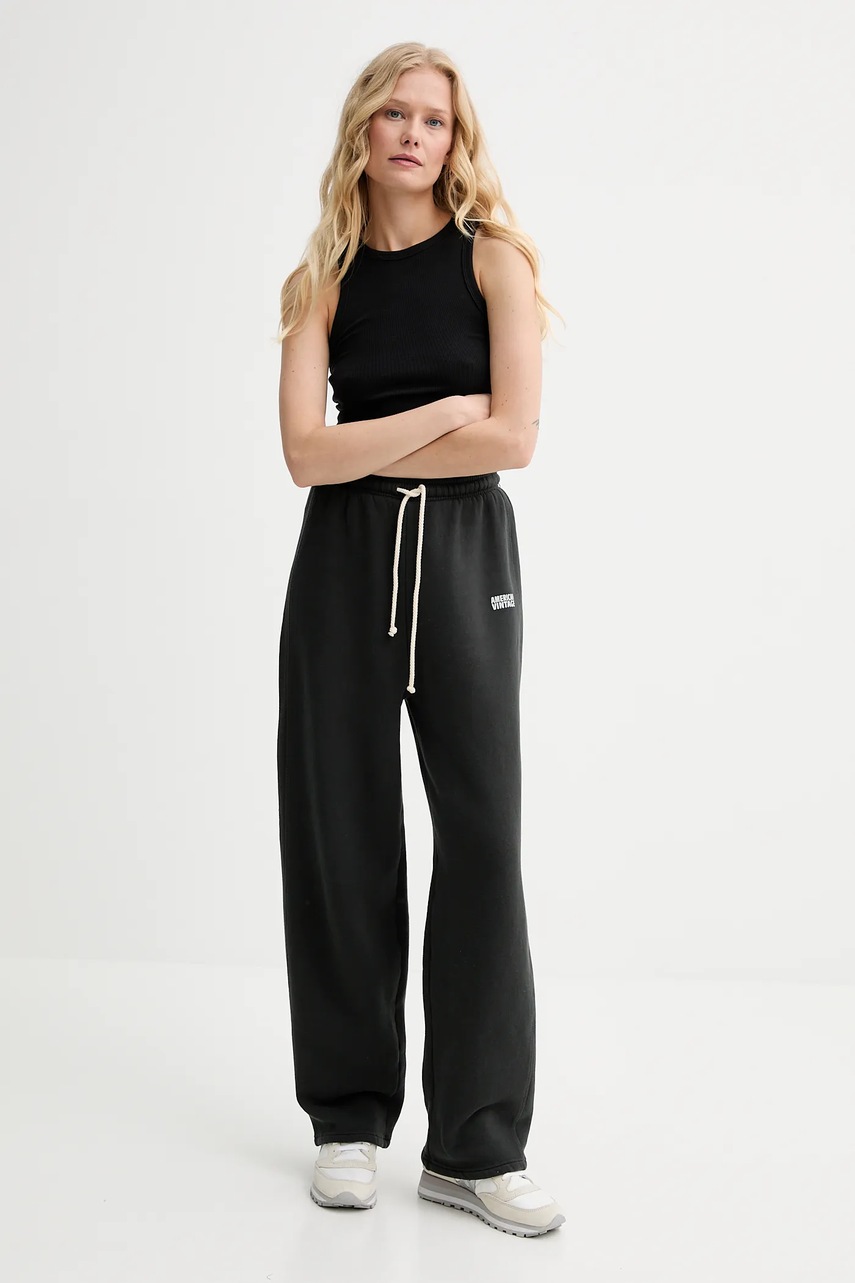 Спортивные штаны American Vintage цвет чёрный однотонные IZU05AE25
