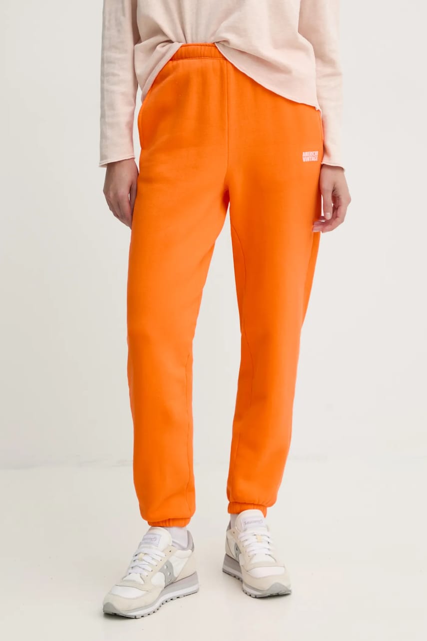American Vintage pantaloni de trening culoarea portocaliu, neted, IZU05BE25 American Vintage pantaloni de trening culoarea portocaliu, neted, IZU05BE25