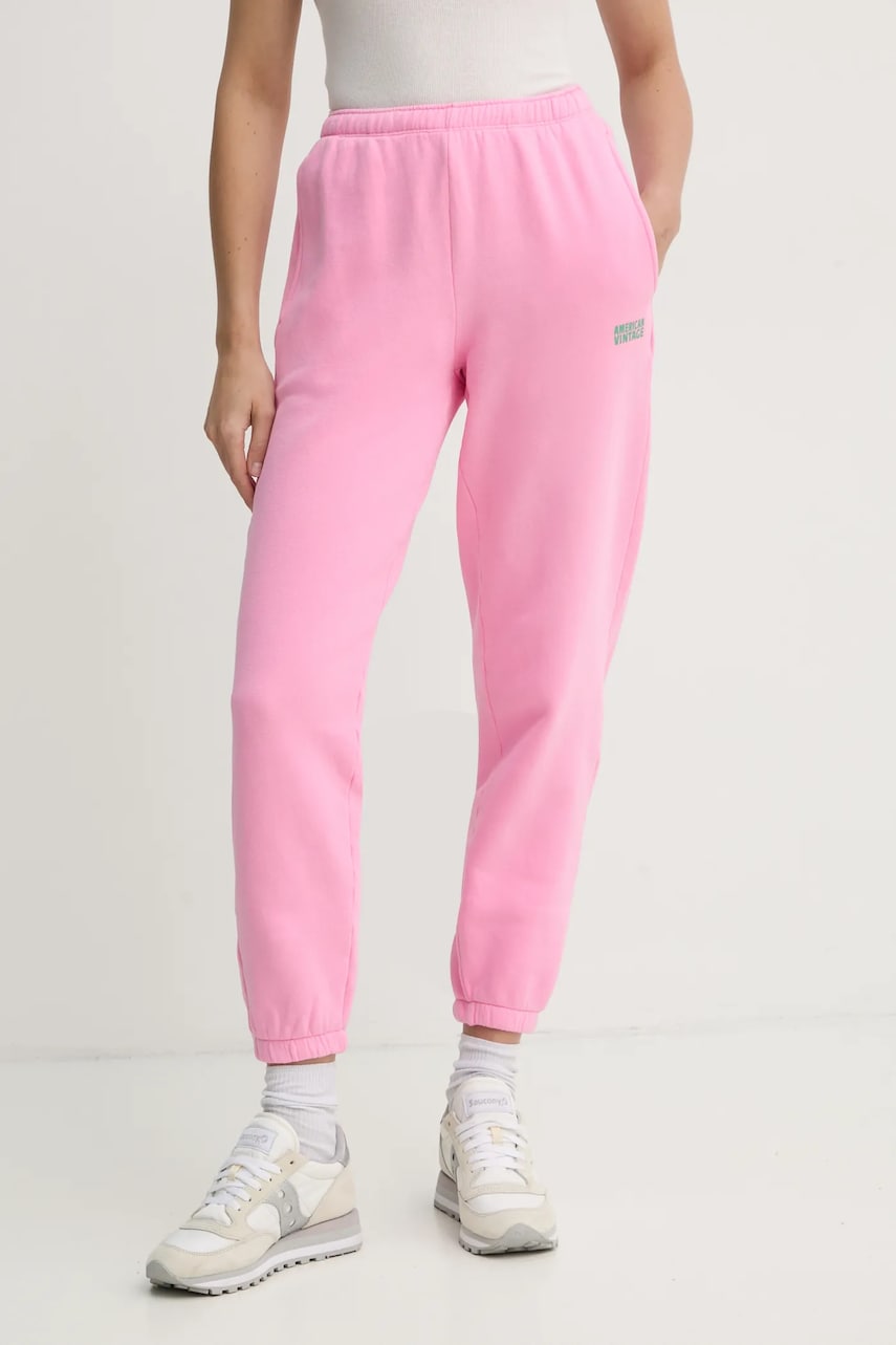 American Vintage pantaloni de trening culoarea roz, neted, IZU05BE25 American Vintage pantaloni de trening culoarea roz, neted, IZU05BE25