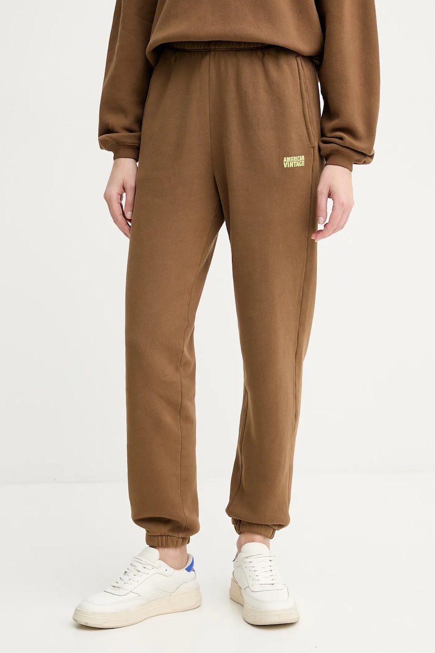 American Vintage pantaloni de trening culoarea verde, neted, IZU05BE25 American Vintage pantaloni de trening culoarea verde, neted, IZU05BE25