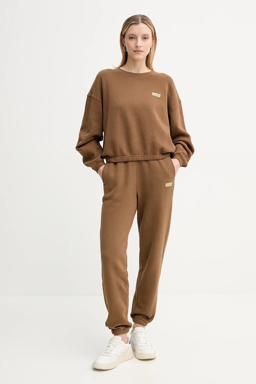 Спортивные штаны American Vintage цвет зелёный однотонные IZU05BE25 Спортивные штаны American Vintage цвет зелёный однотонные IZU05BE25