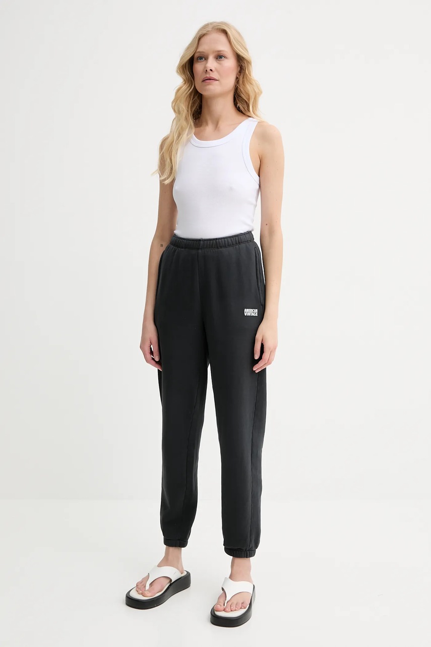 Спортивные штаны American Vintage цвет чёрный однотонные IZU05BE25 Спортивные штаны American Vintage цвет чёрный однотонные IZU05BE25