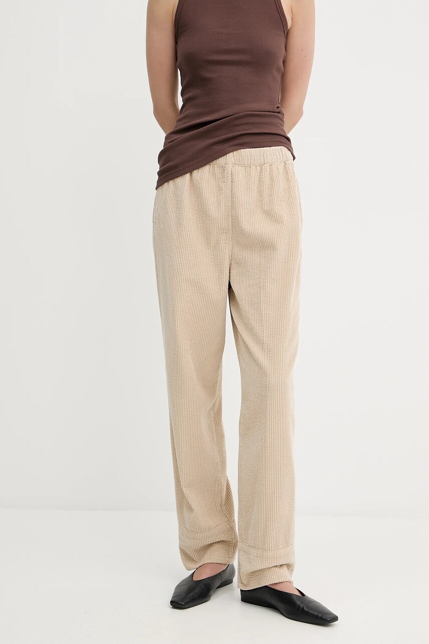 American Vintage pantaloni culoarea maro, lat, high waist, PADO137E25