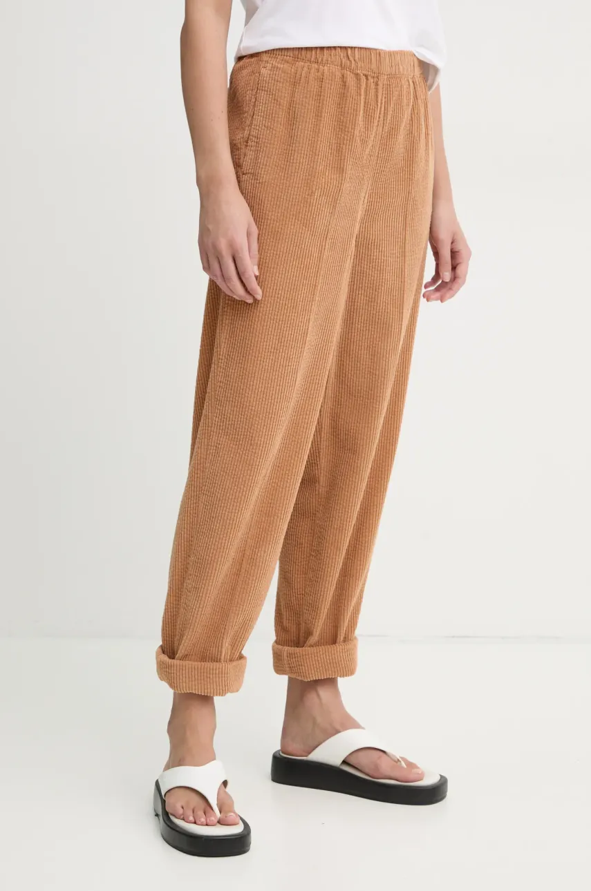 American Vintage pantaloni femei, culoarea maro, lat, high waist, PADO137E25