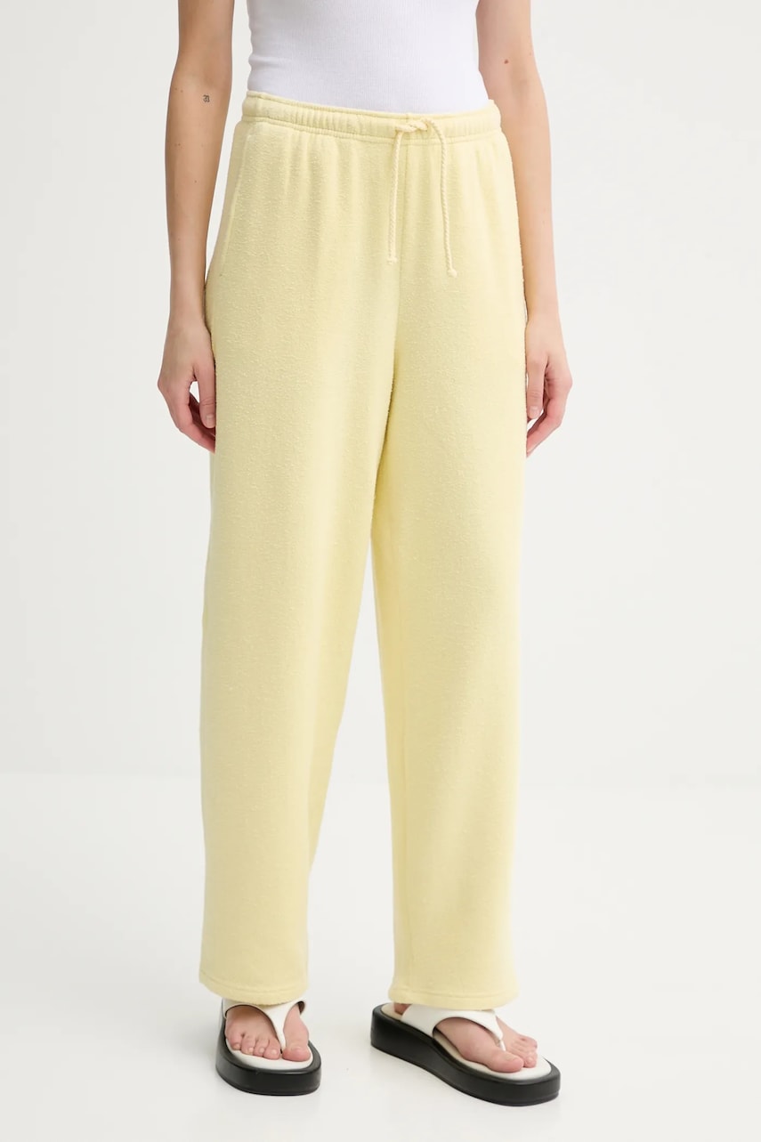 American Vintage pantaloni de trening culoarea galben, uni, YTI05AE25