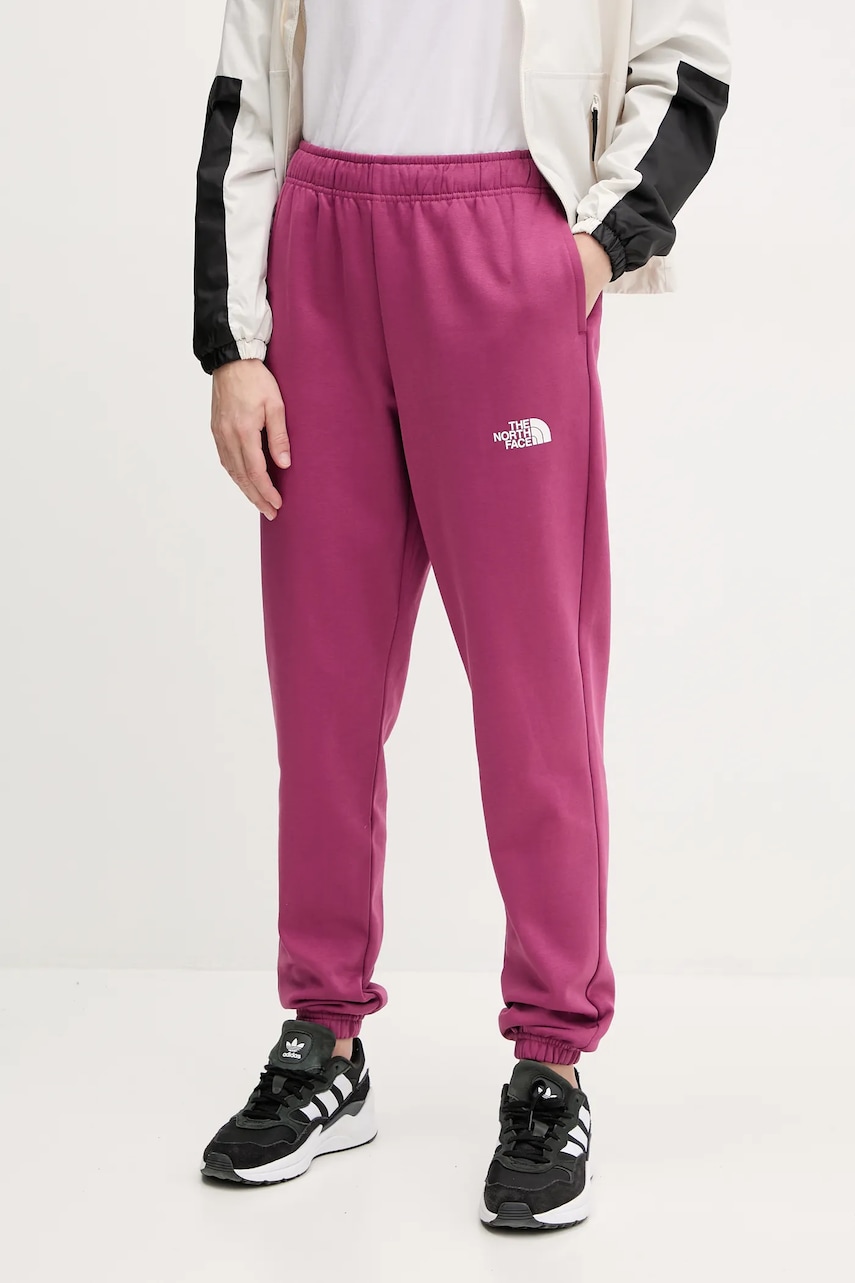 The North Face pantaloni de trening Simple Dome femei, culoarea roz, cu imprimeu, NF0A8C1Y6EO1 The North Face pantaloni de trening Simple Dome femei, culoarea roz, cu imprimeu, NF0A8C1Y6EO1