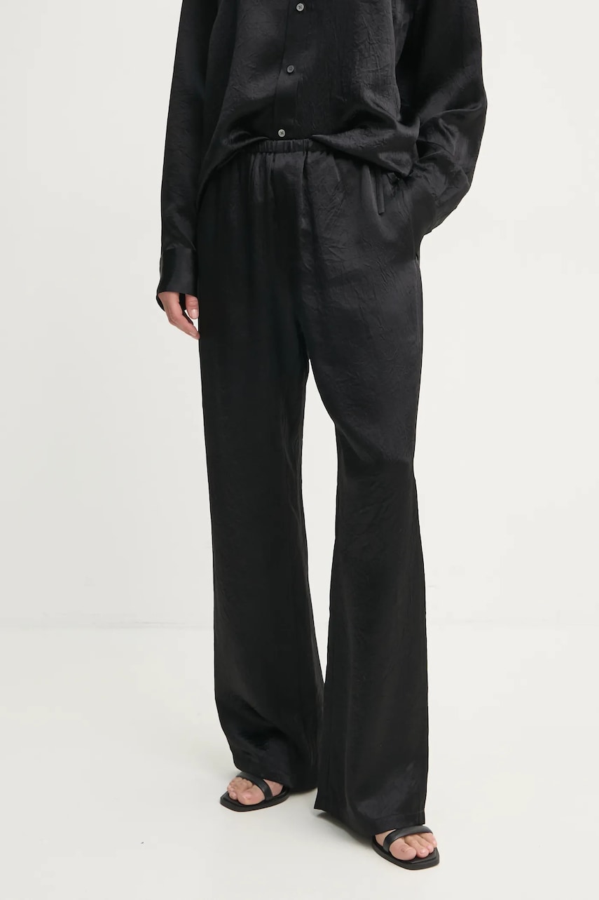 Filippa K pantaloni femei, culoarea negru, lat, high waist, 31129 Filippa K pantaloni femei, culoarea negru, lat, high waist, 31129