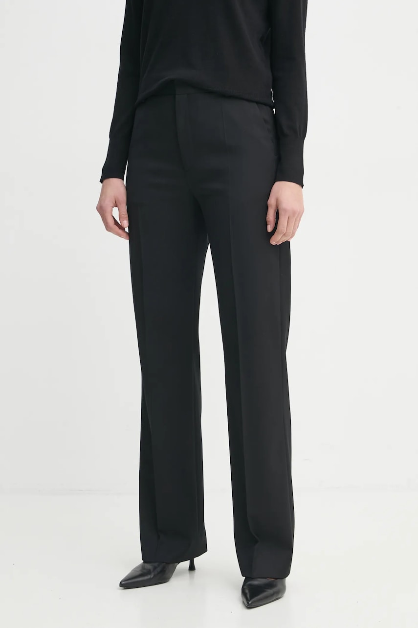 Filippa K pantaloni din lână culoarea negru, drept, high waist, 31108 Filippa K pantaloni din lână culoarea negru, drept, high waist, 31108
