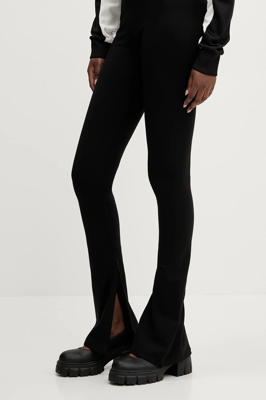 Hugo Blue pantaloni femei, culoarea negru, evazati, high waist, 50537418