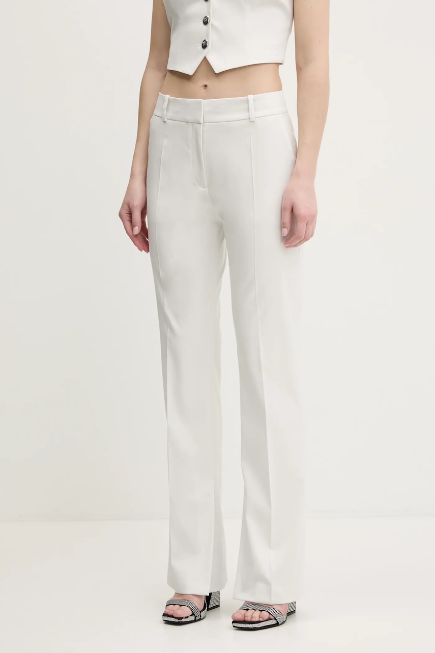 HUGO pantaloni femei, culoarea gri, drept, high waist, 50537747