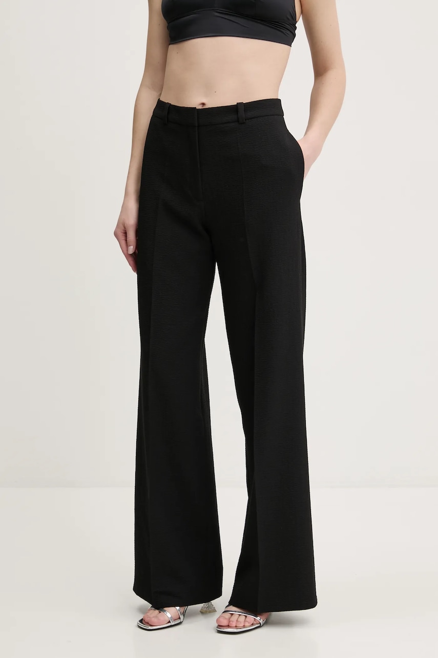 HUGO pantaloni femei, culoarea negru, lat, high waist, 50540242