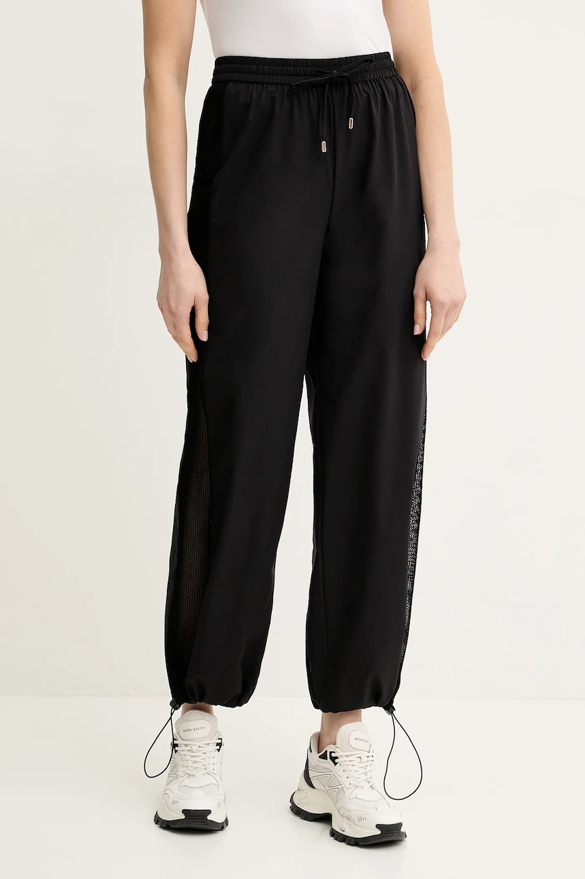 Levně Kalhoty Liu Jo dámské, černá barva, široké, high waist, TA5074 T2900