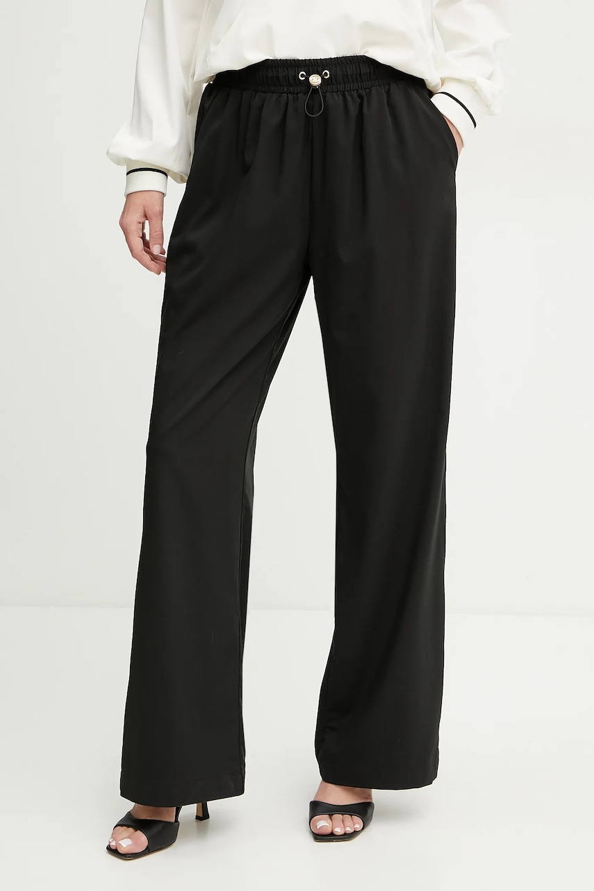 Kalhoty Liu Jo dámské, černá barva, široké, high waist, TA5204 TS922