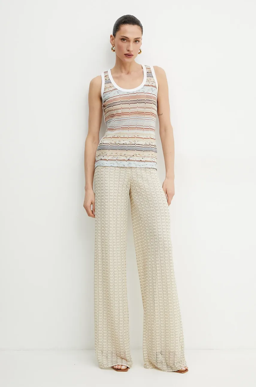 Спортивные штаны Missoni женские цвет бежевый с узором DS25SI0M.BR010R Спортивные штаны Missoni женские цвет бежевый с узором DS25SI0M.BR010R