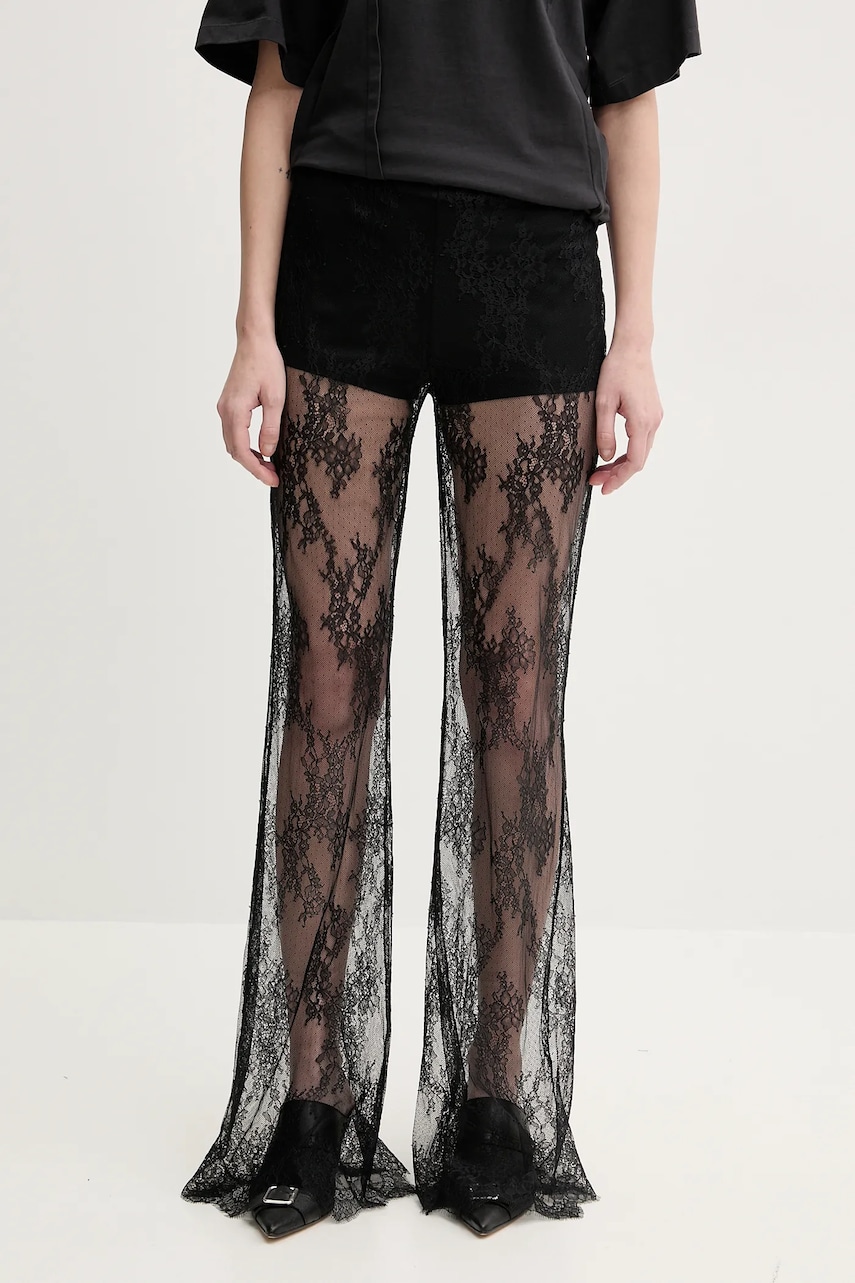 Aniye By pantaloni femei, culoarea negru, evazati, high waist, 185630 Aniye By pantaloni femei, culoarea negru, evazati, high waist, 185630