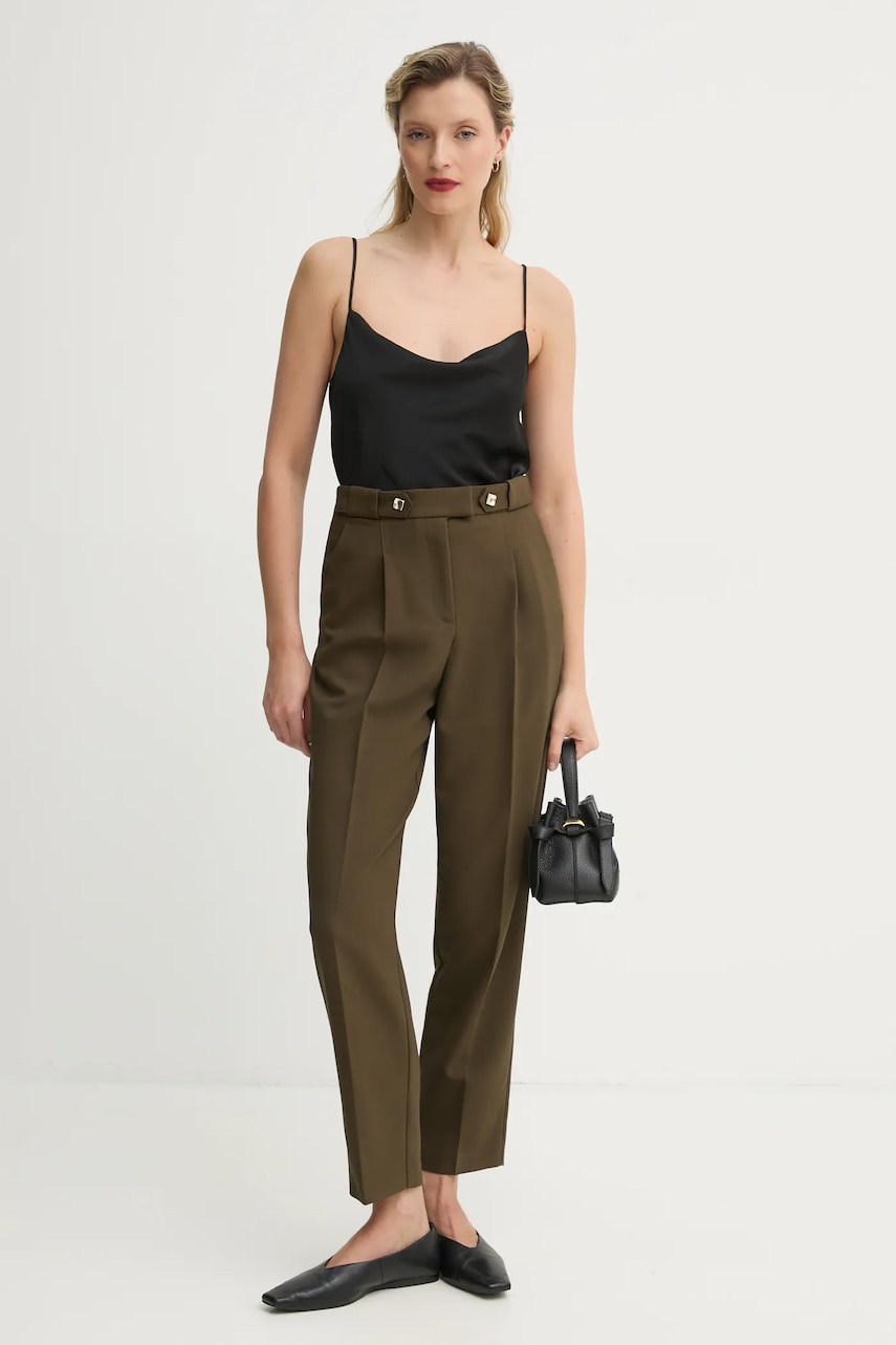 BA&SH pantaloni JUDE femei, culoarea verde, lat, high waist, 1E25JUDE BA&SH pantaloni JUDE femei, culoarea verde, lat, high waist, 1E25JUDE