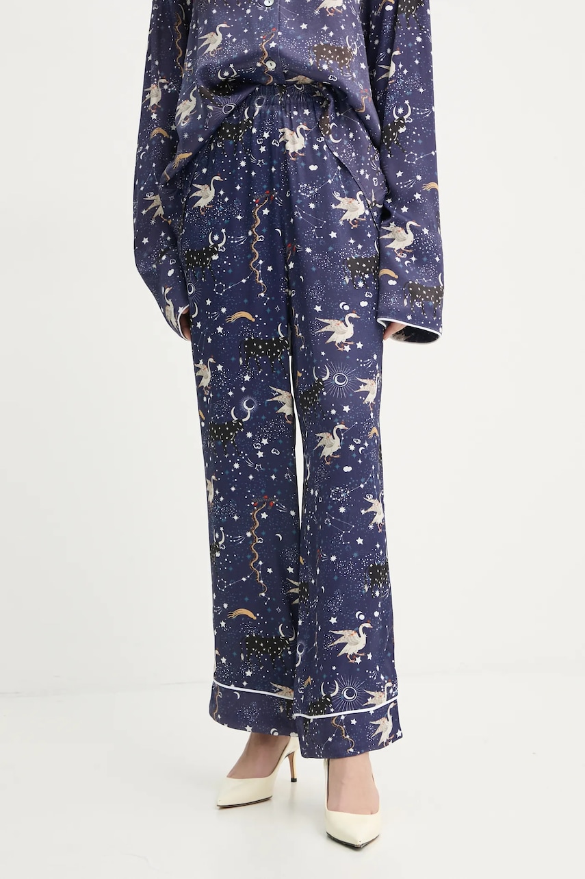 The Sleeper pantaloni femei, culoarea albastru marin, drept, high waist, HC2404OP The Sleeper pantaloni femei, culoarea albastru marin, drept, high waist, HC2404OP
