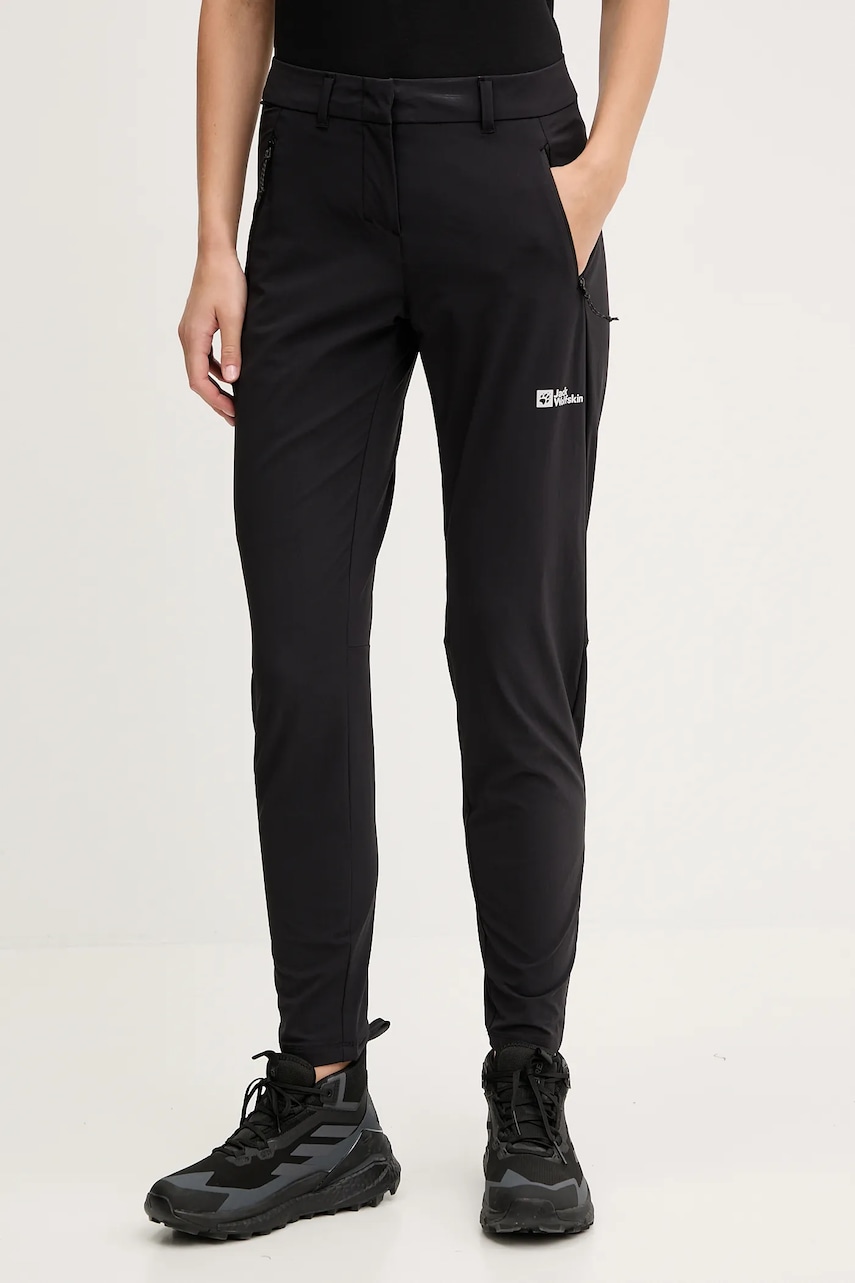 Jack Wolfskin pantaloni de exterior Hikeout culoarea negru, A63927