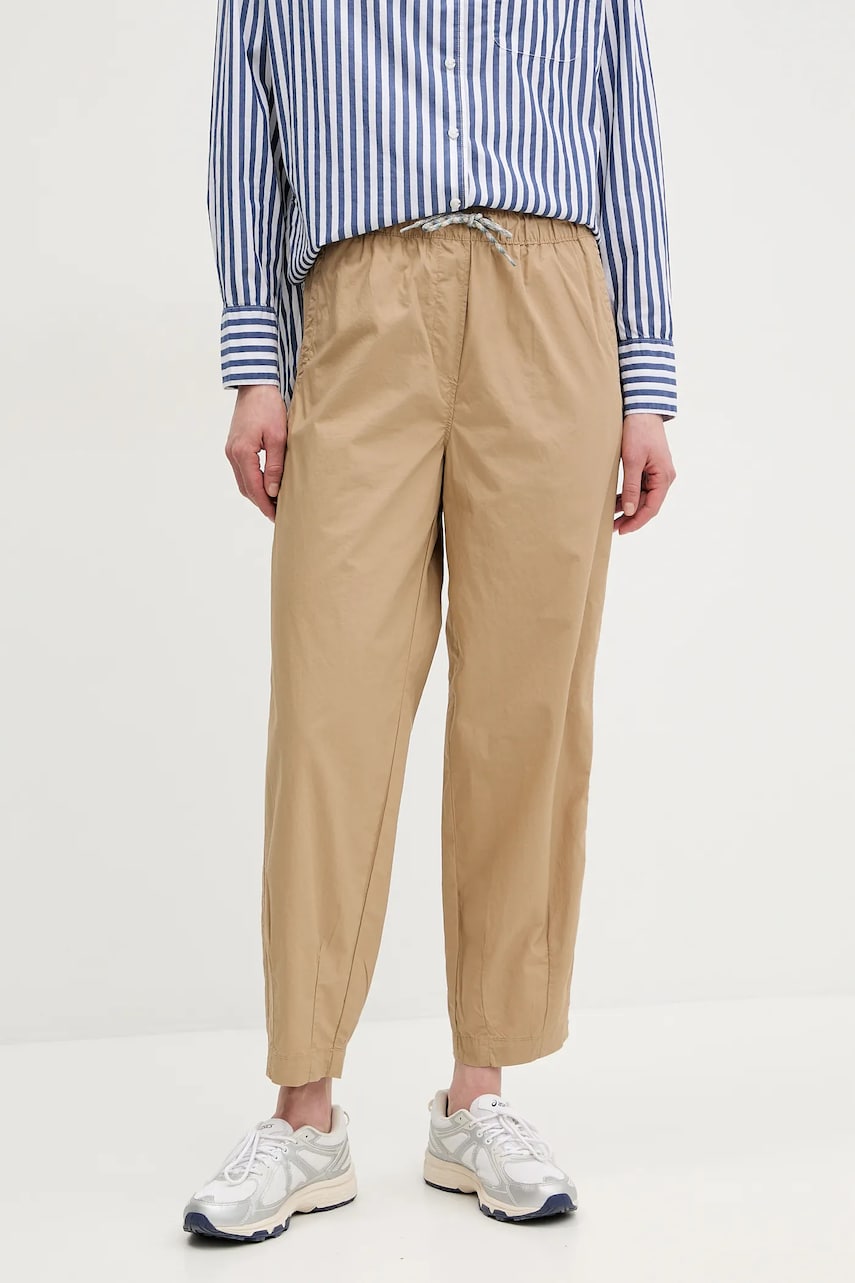Napapijri pantaloni de bumbac M-Cisa femei, culoarea bej, fason chinos, high waist, NP0A4IFVN1Q1 Napapijri pantaloni de bumbac M-Cisa femei, culoarea bej, fason chinos, high waist, NP0A4IFVN1Q1