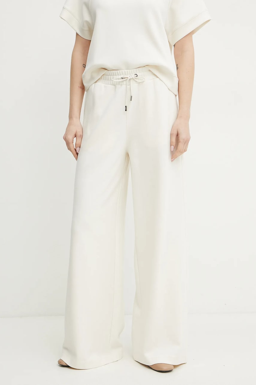 BOSS Orange pantaloni de trening femei, culoarea bej, lat, high waist, 50536743