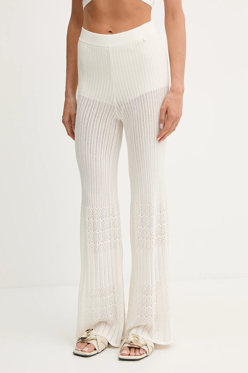 BOSS Orange pantaloni culoarea bej, mulata, high waist, 50535496